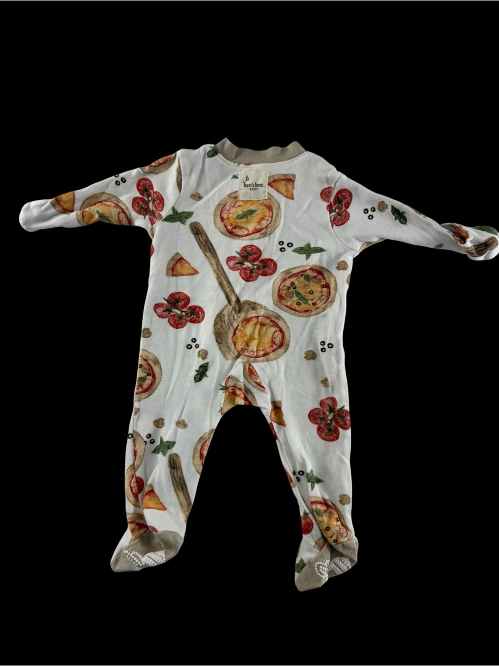 Burt's Bees White Pizza & Tomato Print Organic Cotton One-Piece